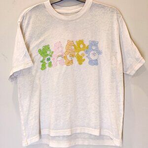 Care Bears Cropped Graphic Short Sleeve Shirt | Large | White